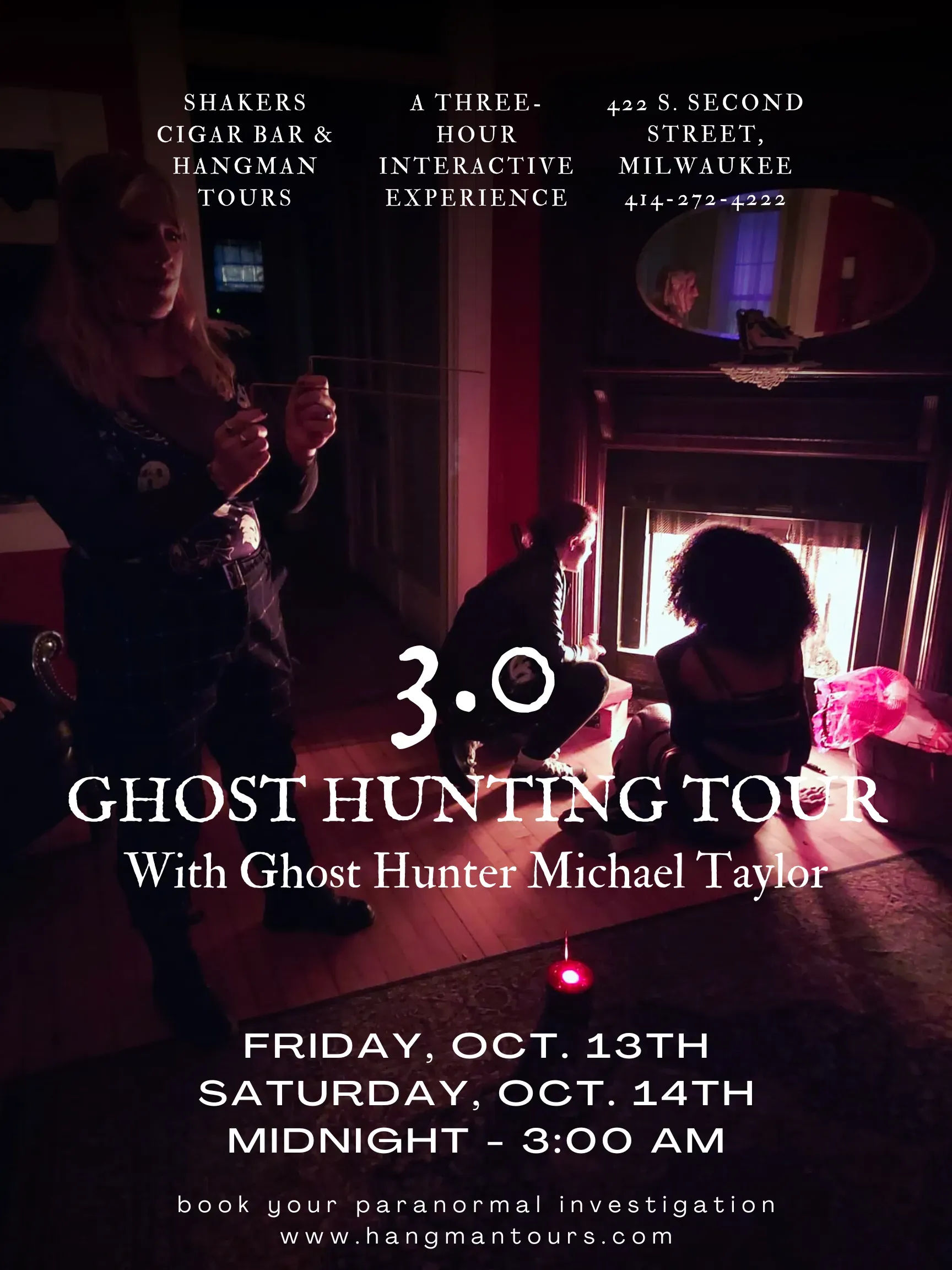Paranormal investigation event advertisement