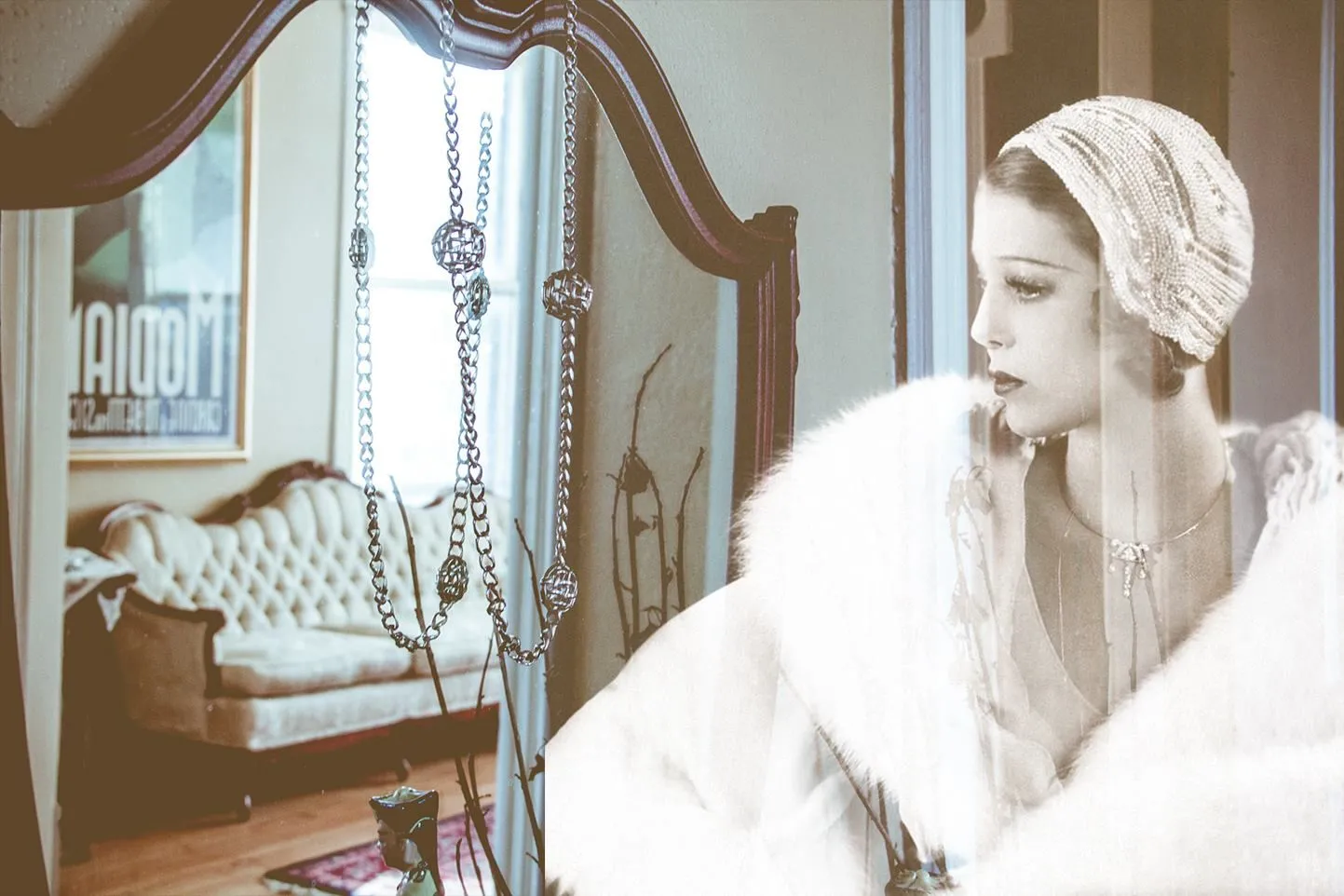 Woman in fur coat, 1920s style