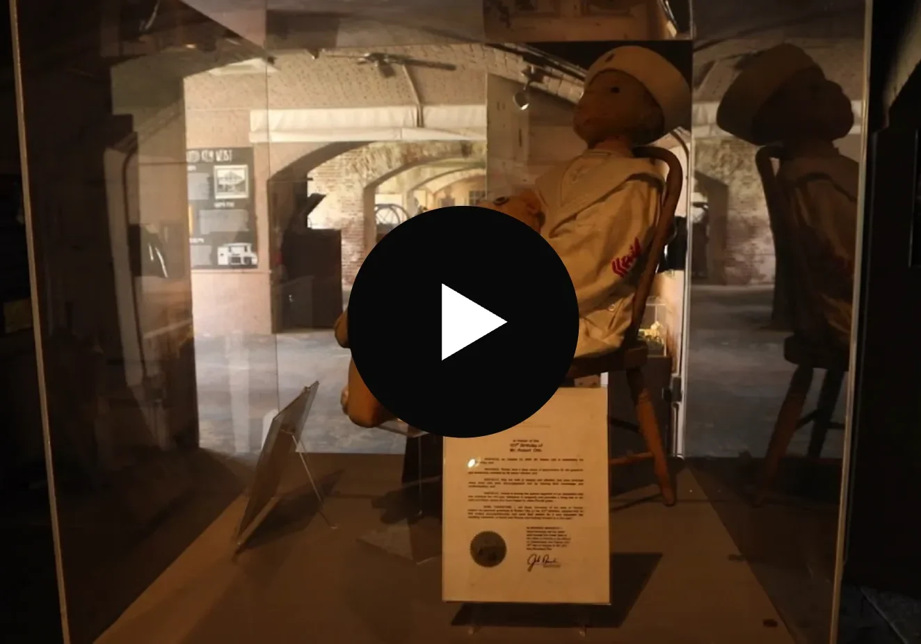 Mannequin in protective glass case